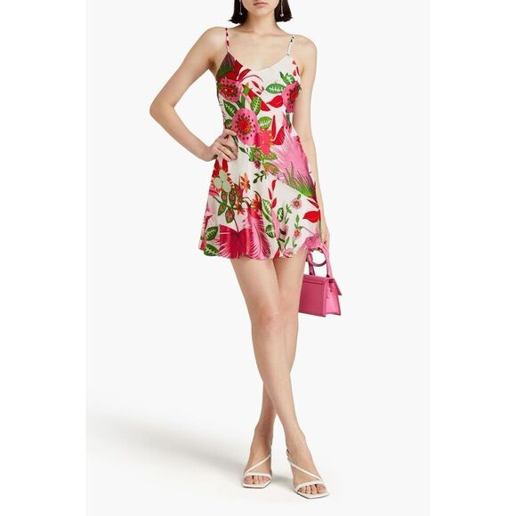 CULT GAIA Zarima floral-print devoré-chiffon silk-blend mini slip dress S $518